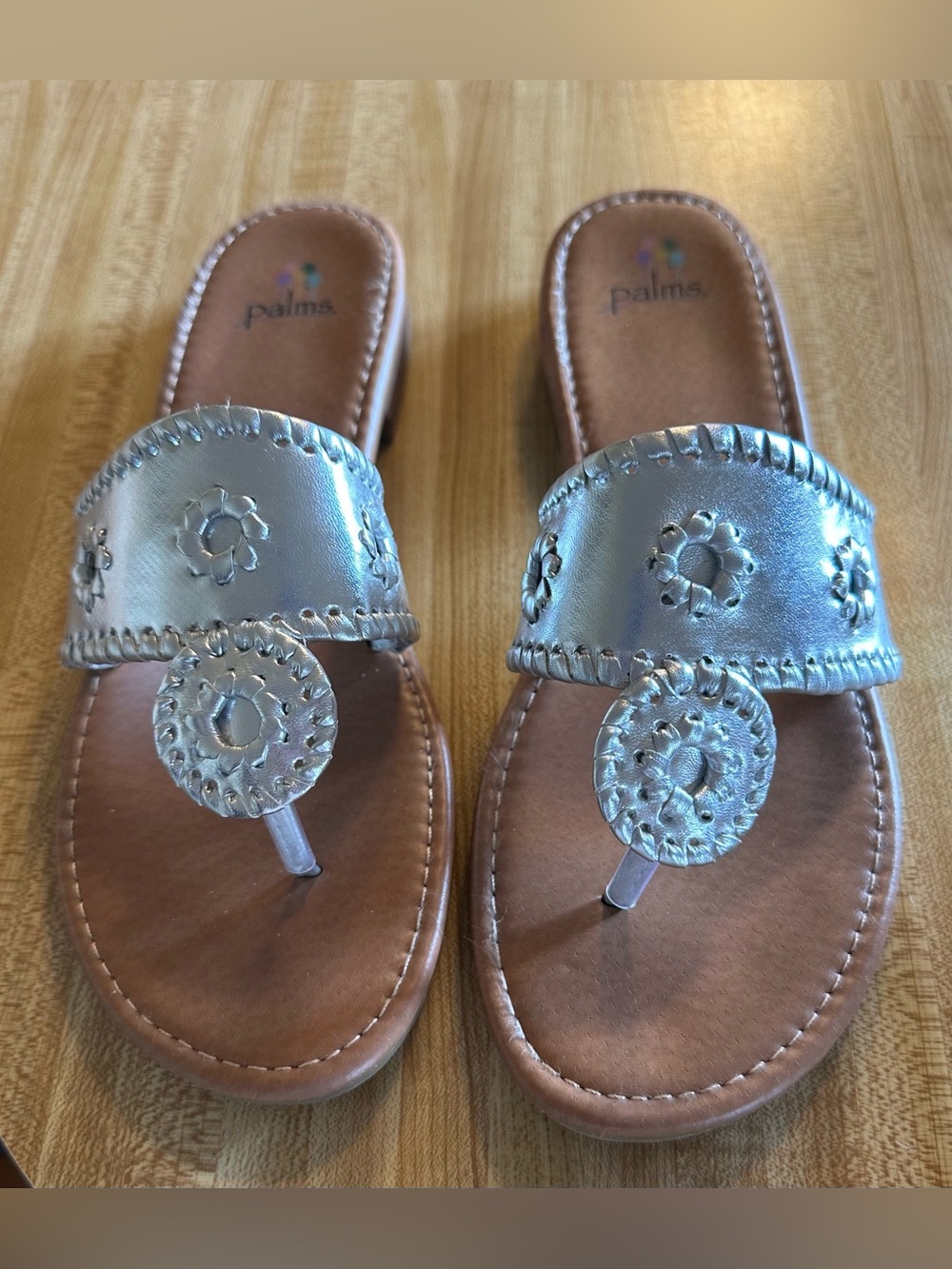 Palms Women's Silver Embellished Thong Sandals